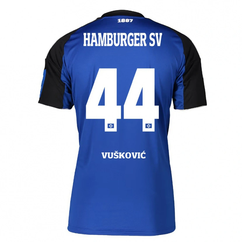 Danxen Mænd Mario Vuskovic #44 Blå Sort Udebane Spillertrøjer 2025/26 Trøje T-Shirt