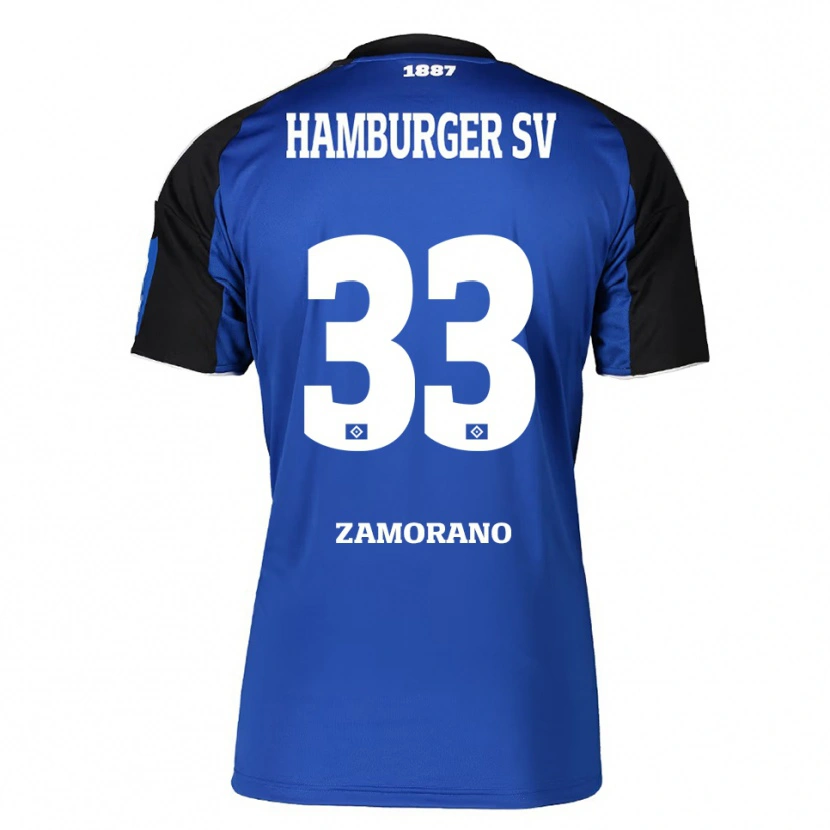 Danxen Mænd Jolina Zamorano #33 Blå Sort Udebane Spillertrøjer 2025/26 Trøje T-Shirt