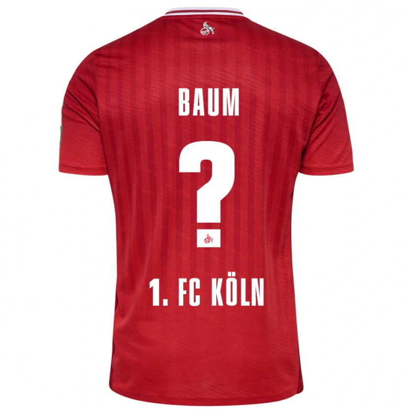 Danxen Mænd Julius Baum #0 Rød Hvid Udebane Spillertrøjer 2025/26 Trøje T-Shirt