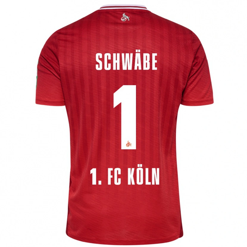 Danxen Mænd Marvin Schwäbe #1 Rød Hvid Udebane Spillertrøjer 2025/26 Trøje T-Shirt