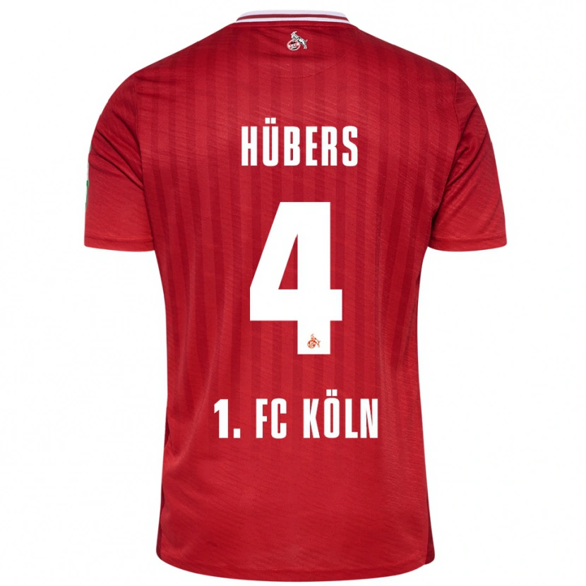 Danxen Mænd Timo Hübers #4 Rød Hvid Udebane Spillertrøjer 2025/26 Trøje T-Shirt