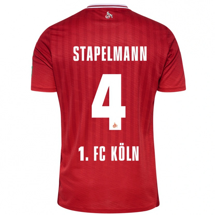 Danxen Mænd Luis Stapelmann #4 Rød Hvid Udebane Spillertrøjer 2025/26 Trøje T-Shirt