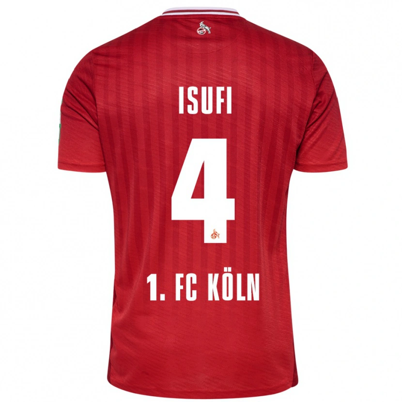 Danxen Mænd Leo Isufi #4 Rød Hvid Udebane Spillertrøjer 2025/26 Trøje T-Shirt