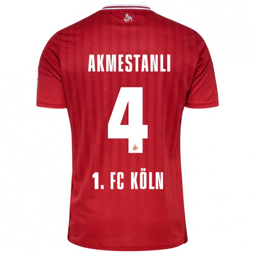 Danxen Mænd Teoman Akmestanli #4 Rød Hvid Udebane Spillertrøjer 2025/26 Trøje T-Shirt