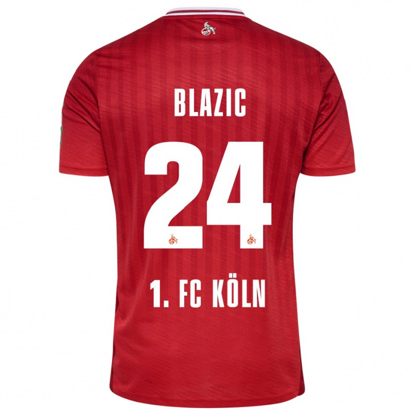 Danxen Mænd Alessandro Blazic #24 Rød Hvid Udebane Spillertrøjer 2025/26 Trøje T-Shirt