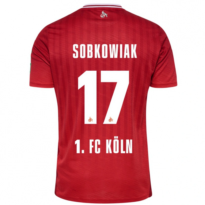 Danxen Mænd Jannis Sobkowiak #17 Rød Hvid Udebane Spillertrøjer 2025/26 Trøje T-Shirt