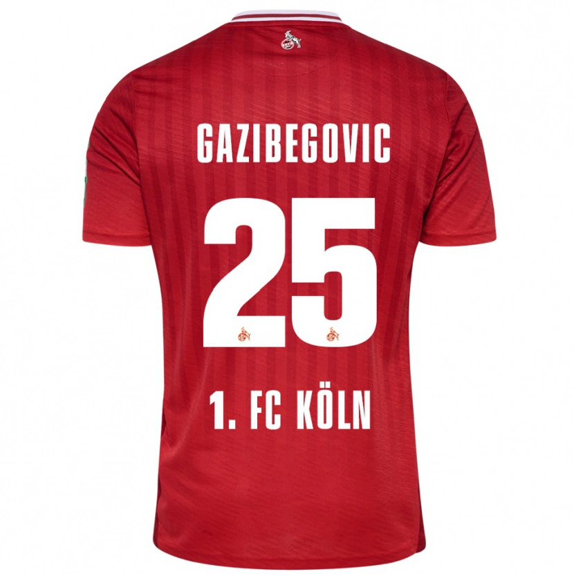 Danxen Mænd Jusuf Gazibegovic #25 Rød Hvid Udebane Spillertrøjer 2025/26 Trøje T-Shirt