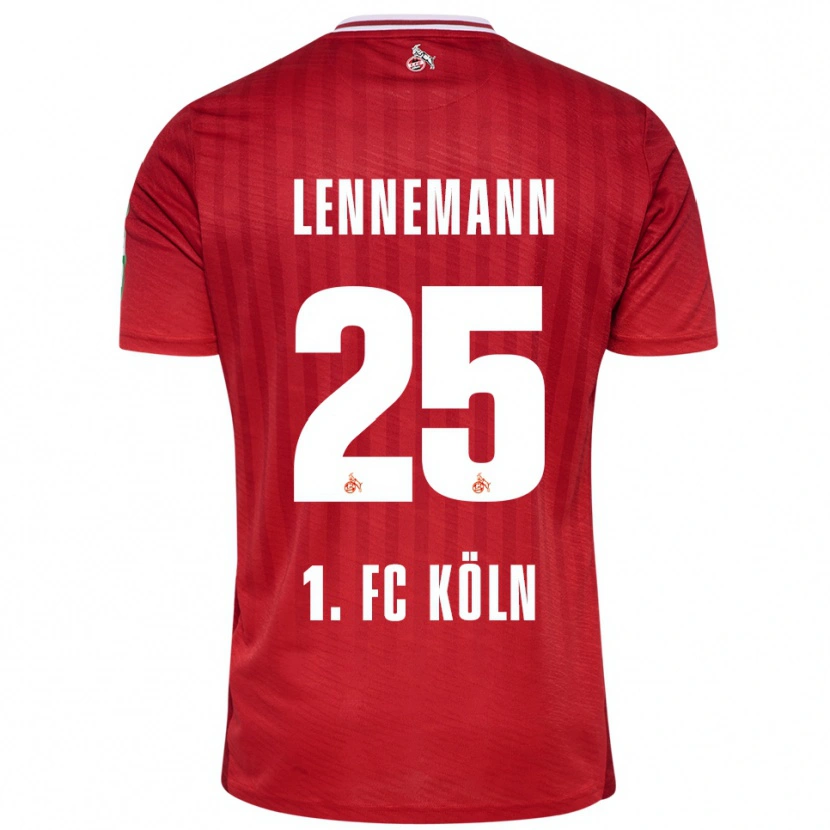 Danxen Mænd Bernie Lennemann #25 Rød Hvid Udebane Spillertrøjer 2025/26 Trøje T-Shirt