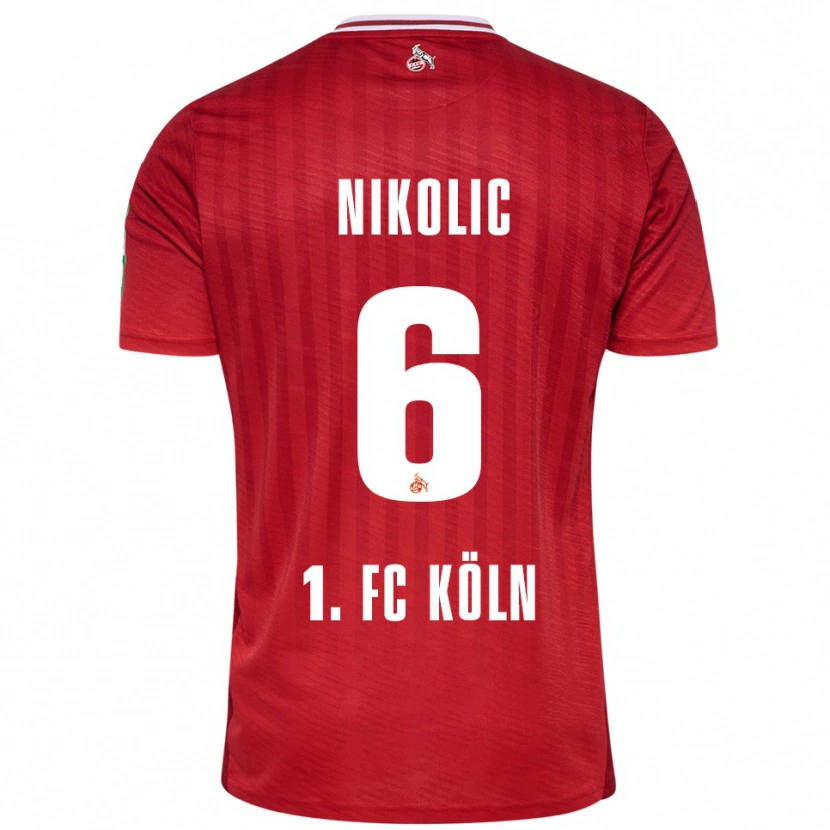 Danxen Mænd Milan Nikolic #6 Rød Hvid Udebane Spillertrøjer 2025/26 Trøje T-Shirt