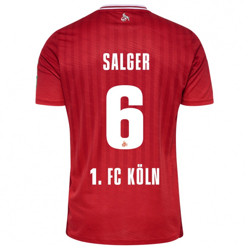 Danxen Mænd Stephan Salger #6 Rød Hvid Udebane Spillertrøjer 2025/26 Trøje T-Shirt