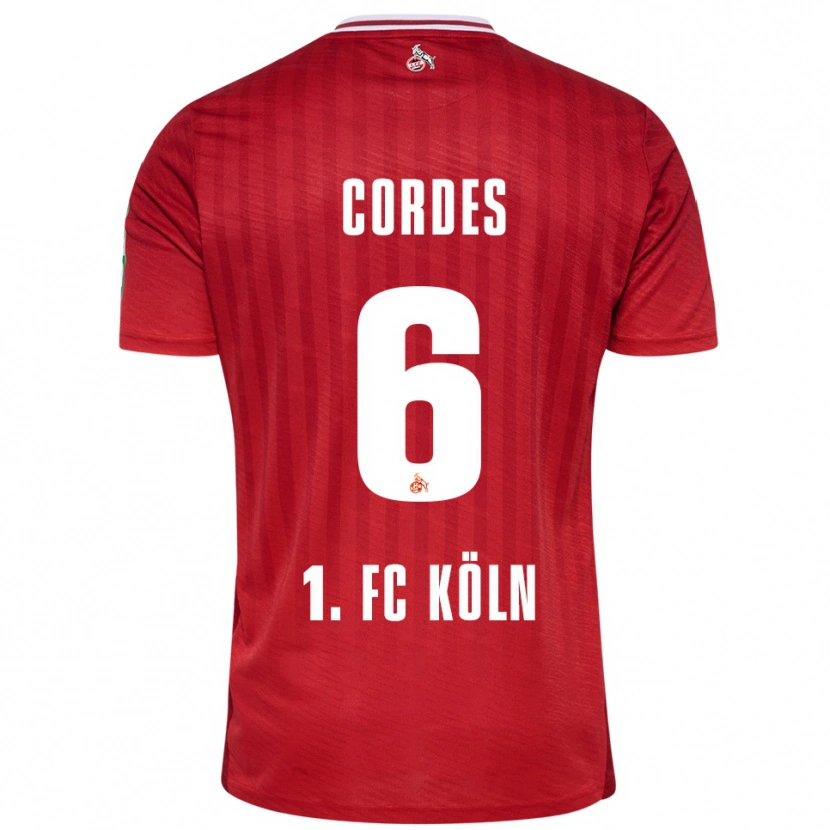 Danxen Mænd Lotta Cordes #6 Rød Hvid Udebane Spillertrøjer 2025/26 Trøje T-Shirt