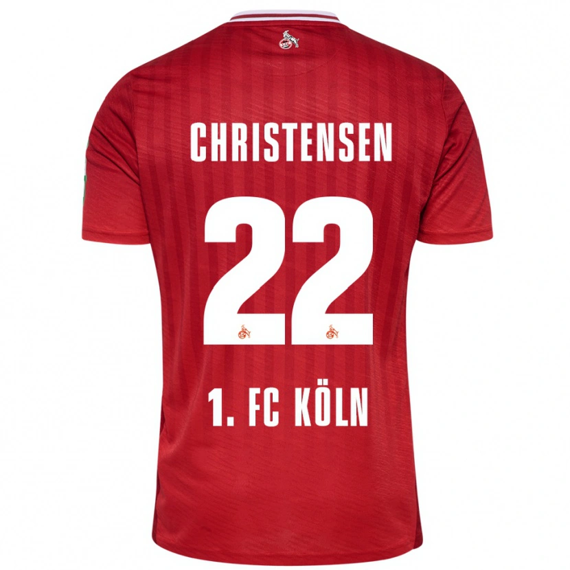 Danxen Mænd Jacob Christensen #22 Rød Hvid Udebane Spillertrøjer 2025/26 Trøje T-Shirt