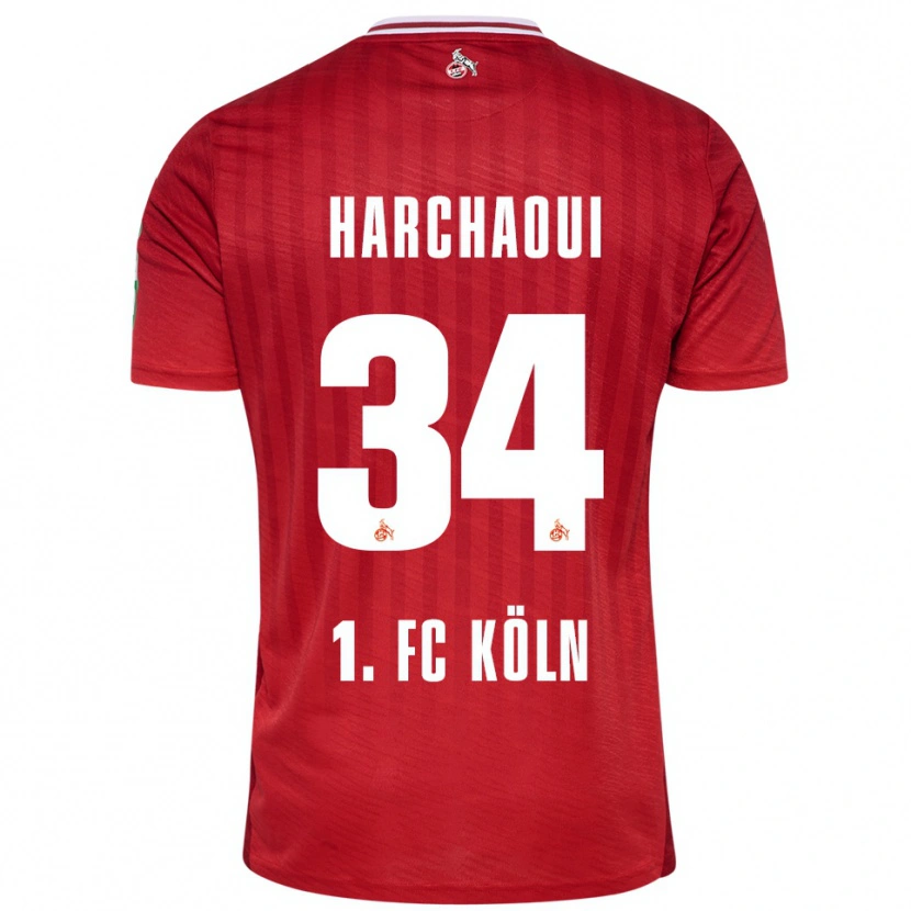 Danxen Mænd Fayssal Harchaoui #34 Rød Hvid Udebane Spillertrøjer 2025/26 Trøje T-Shirt