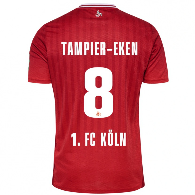 Danxen Mænd Pierre Tampier-Eken #8 Rød Hvid Udebane Spillertrøjer 2025/26 Trøje T-Shirt