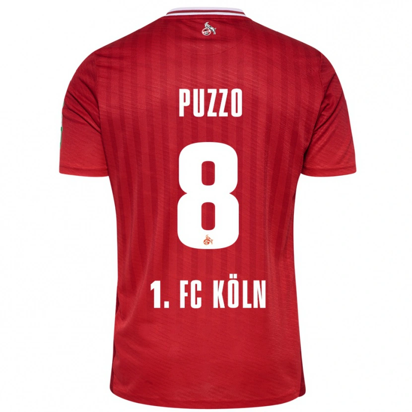 Danxen Mænd Alessandro Puzzo #8 Rød Hvid Udebane Spillertrøjer 2025/26 Trøje T-Shirt