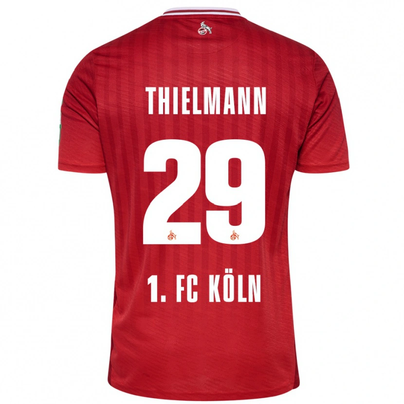 Danxen Mænd Jan Thielmann #29 Rød Hvid Udebane Spillertrøjer 2025/26 Trøje T-Shirt
