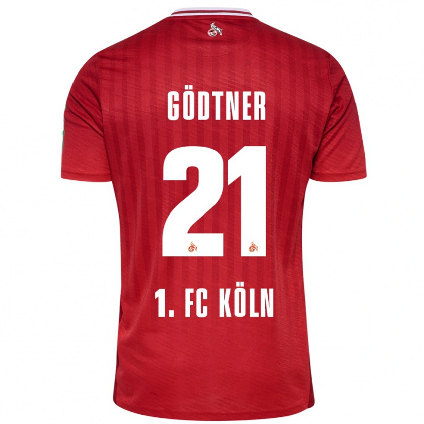 Danxen Mænd Matteo Gödtner #21 Rød Hvid Udebane Spillertrøjer 2025/26 Trøje T-Shirt