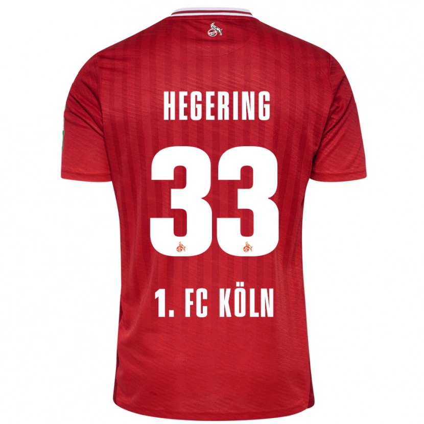 Danxen Mænd Marina Hegering #33 Rød Hvid Udebane Spillertrøjer 2025/26 Trøje T-Shirt