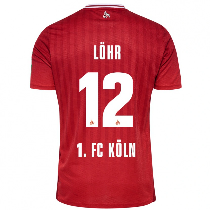 Danxen Mænd Max Löhr #12 Rød Hvid Udebane Spillertrøjer 2025/26 Trøje T-Shirt