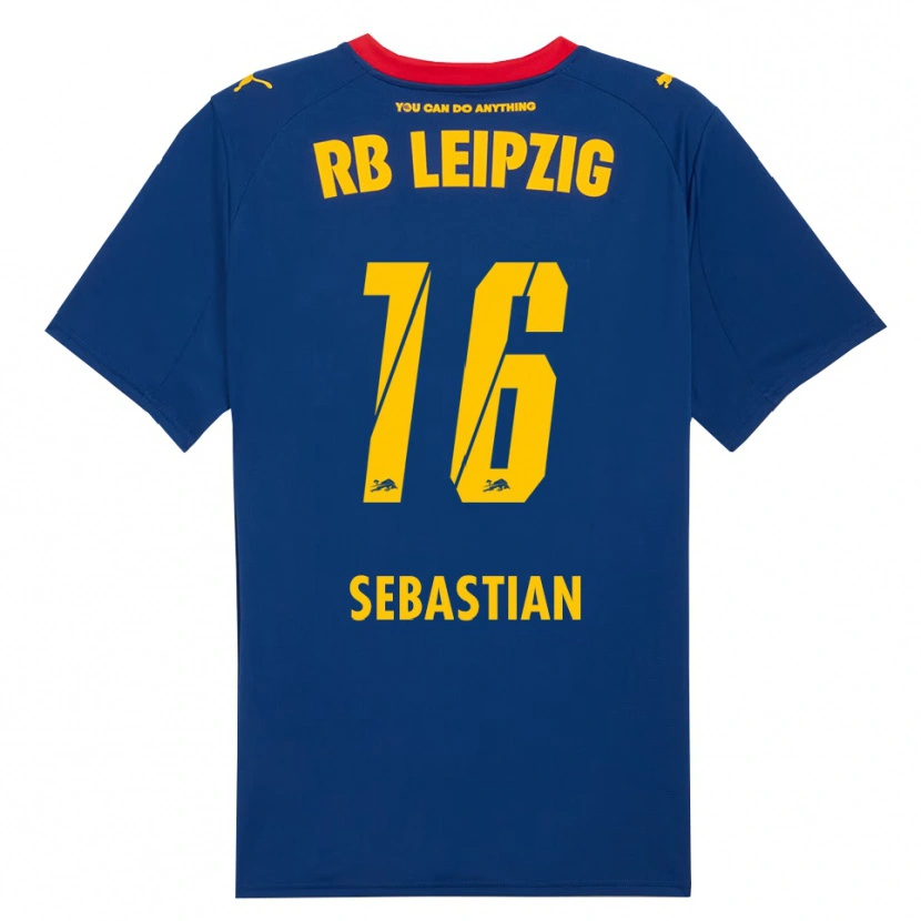 Danxen Mænd Jordy Sebastian #16 Navy Rød Udebane Spillertrøjer 2025/26 Trøje T-Shirt