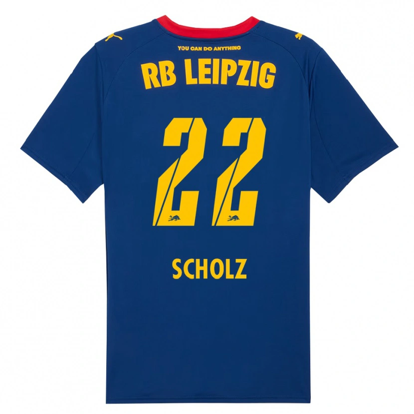 Danxen Mænd Emil Scholz #22 Navy Rød Udebane Spillertrøjer 2025/26 Trøje T-Shirt