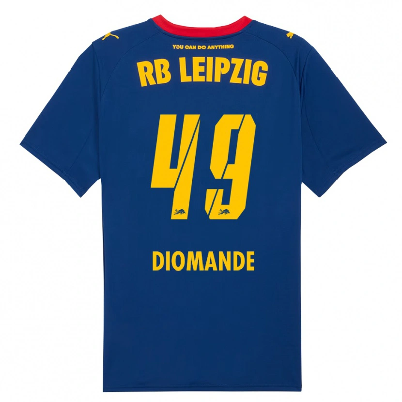 Danxen Mænd Yan Diomande #49 Navy Rød Udebane Spillertrøjer 2025/26 Trøje T-Shirt