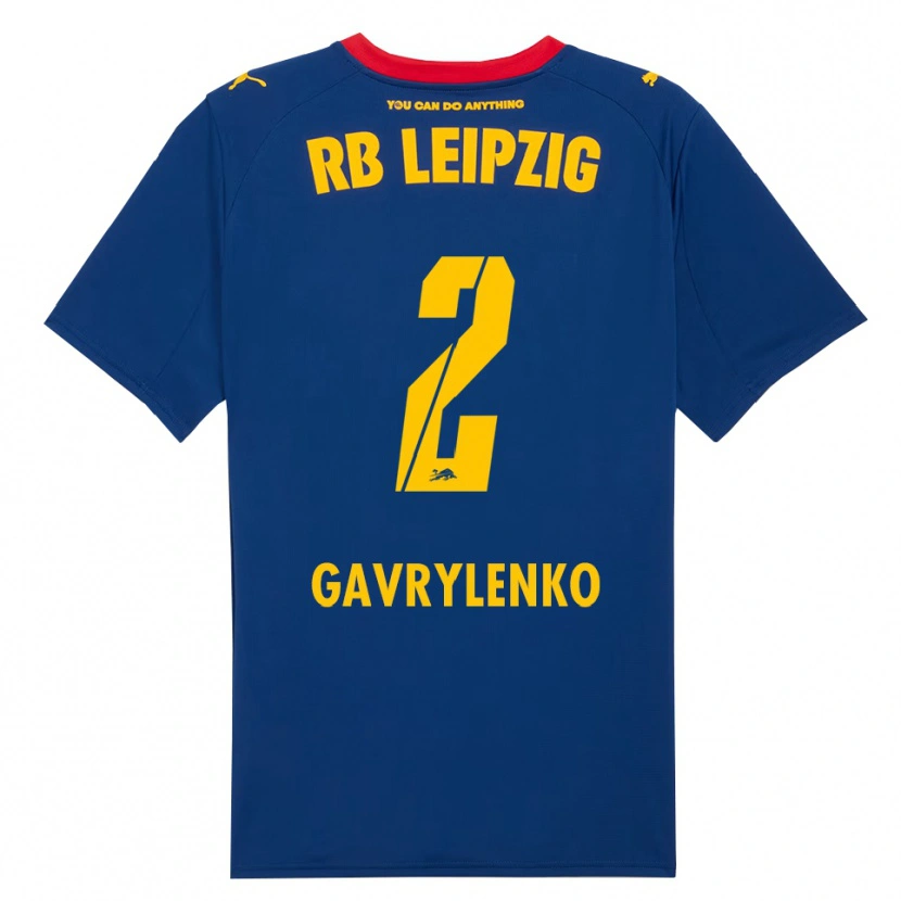 Danxen Mænd Oleksandr Gavrylenko #2 Navy Rød Udebane Spillertrøjer 2025/26 Trøje T-Shirt