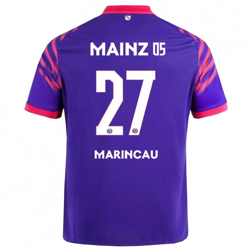 Danxen Mænd Emanuel Marincău #27 Navy Pink Udebane Spillertrøjer 2025/26 Trøje T-Shirt