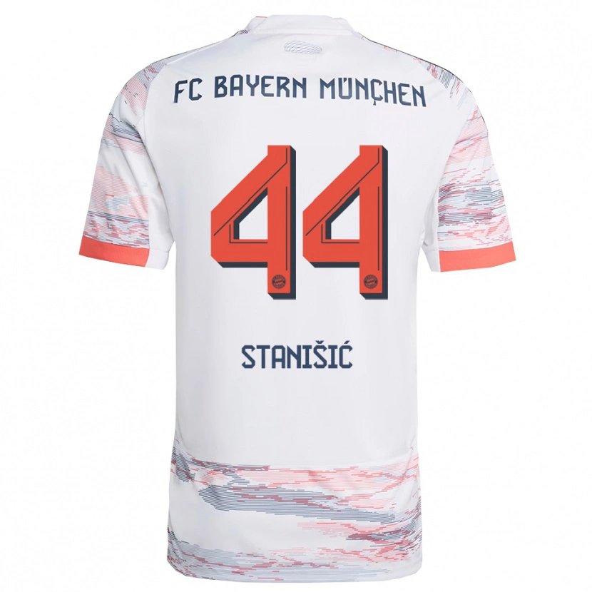 Danxen Mænd Josip Stanisic #44 Hvid Grå Udebane Spillertrøjer 2025/26 Trøje T-Shirt