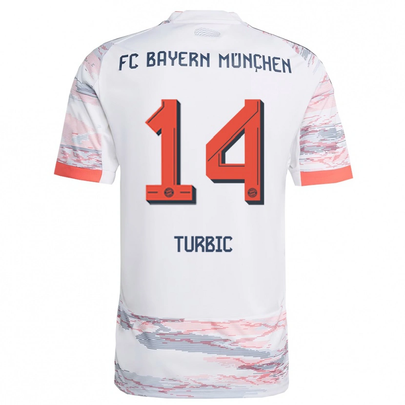 Danxen Mænd Vedad Turbic #14 Hvid Grå Udebane Spillertrøjer 2025/26 Trøje T-Shirt