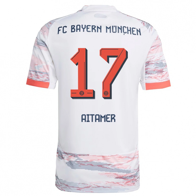 Danxen Mænd Younes Aitamer #17 Hvid Grå Udebane Spillertrøjer 2025/26 Trøje T-Shirt