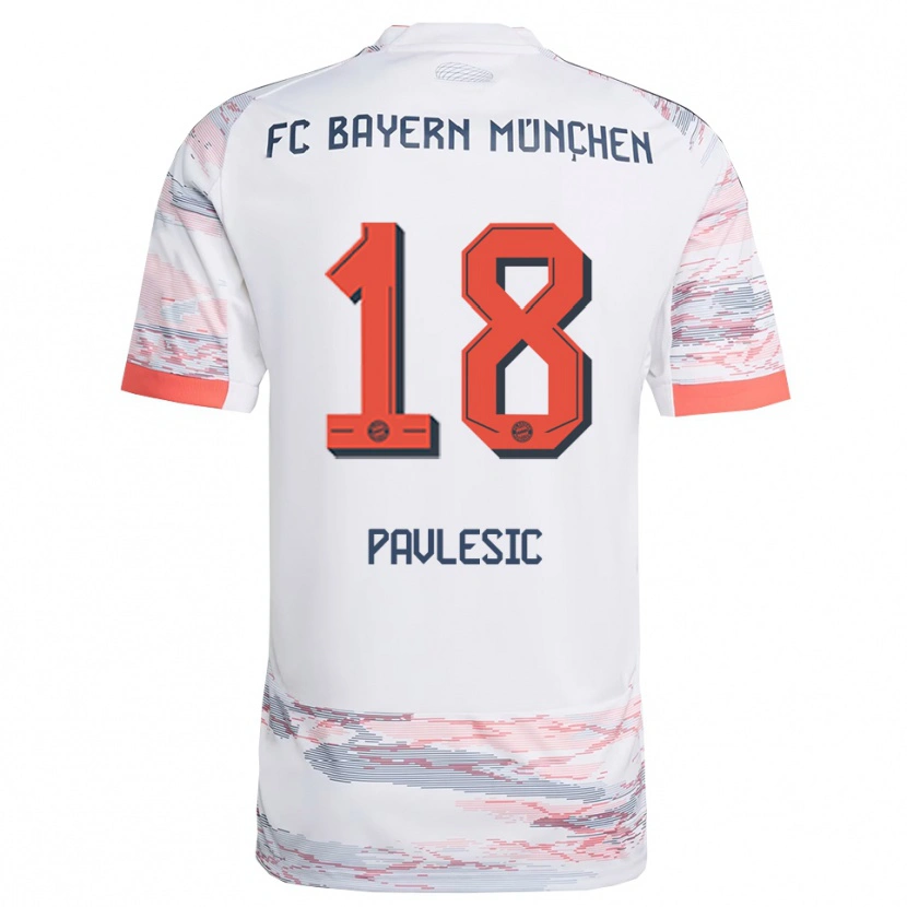 Danxen Mænd Anthony Pavlesic #18 Hvid Grå Udebane Spillertrøjer 2025/26 Trøje T-Shirt
