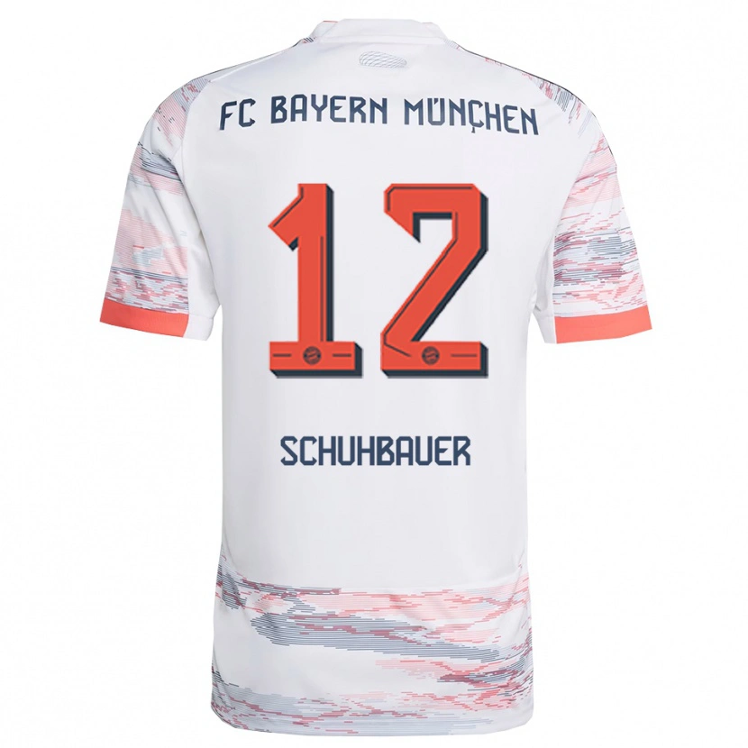 Danxen Mænd Maximilian Schuhbauer #12 Hvid Grå Udebane Spillertrøjer 2025/26 Trøje T-Shirt