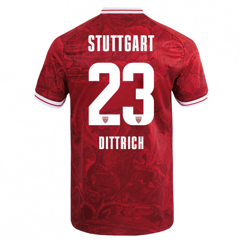 Danxen Mænd Robin Dittrich #23 Rød Sort Udebane Spillertrøjer 2025/26 Trøje T-Shirt