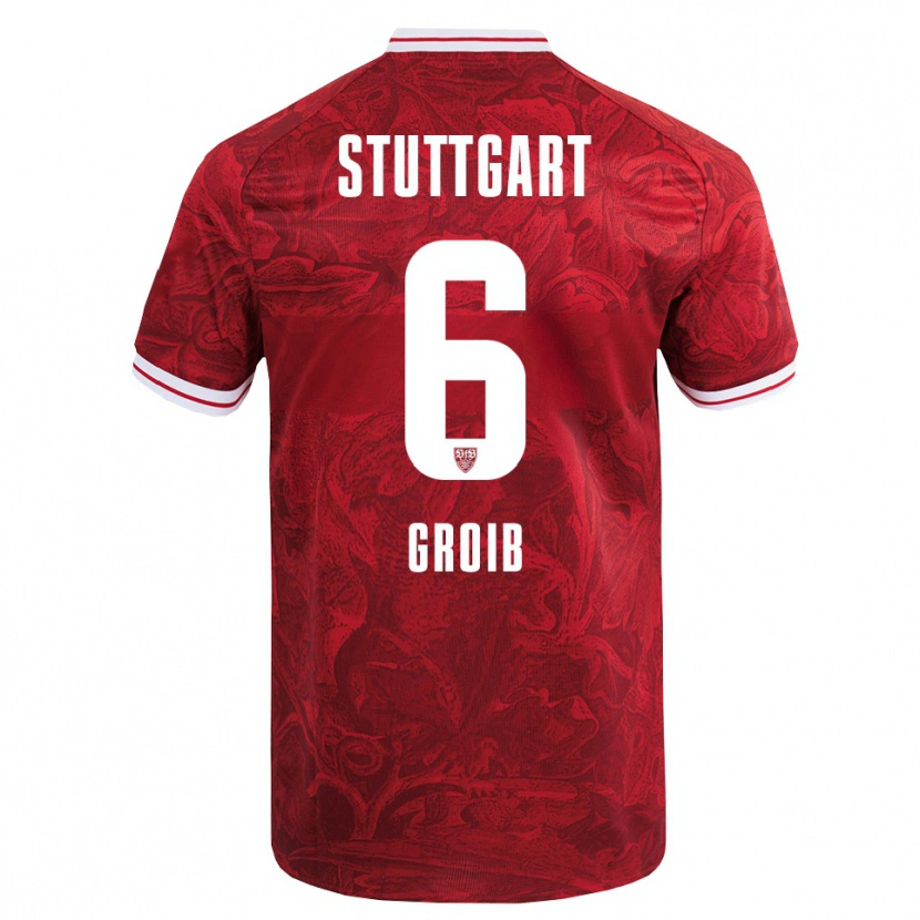 Danxen Mænd Alexander Groiß #6 Rød Sort Udebane Spillertrøjer 2025/26 Trøje T-Shirt