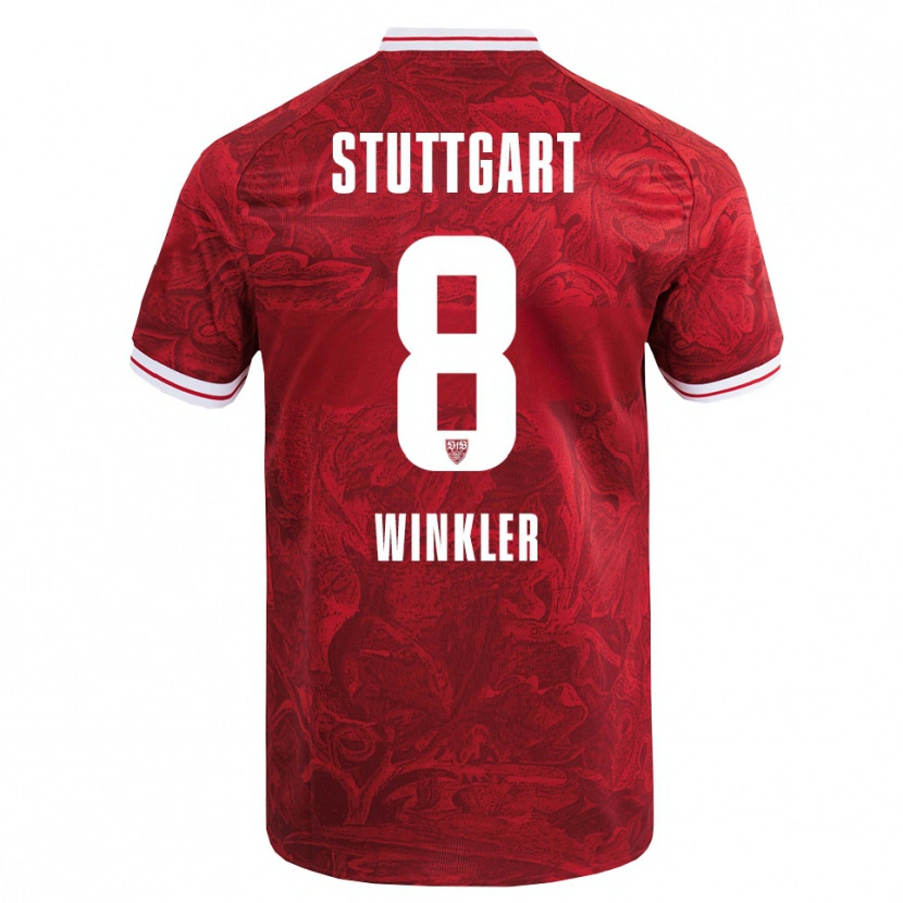 Danxen Mænd Nathan Winkler #8 Rød Sort Udebane Spillertrøjer 2025/26 Trøje T-Shirt