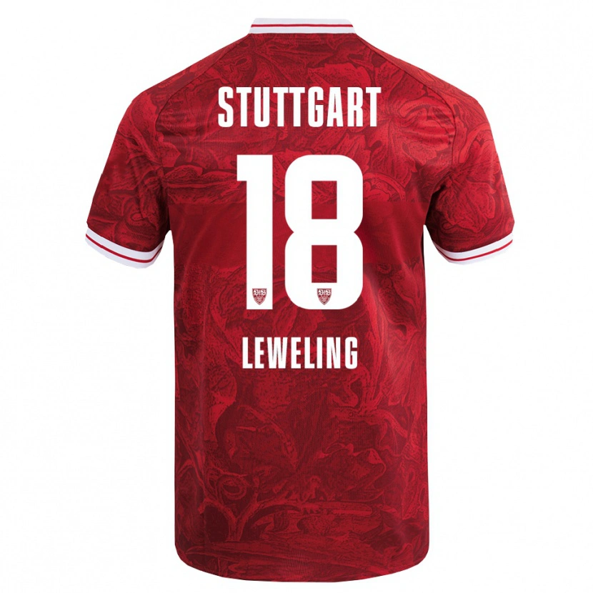 Danxen Mænd Jamie Leweling #18 Rød Sort Udebane Spillertrøjer 2025/26 Trøje T-Shirt