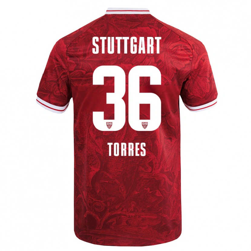 Danxen Mænd Yohann Torres #36 Rød Sort Udebane Spillertrøjer 2025/26 Trøje T-Shirt