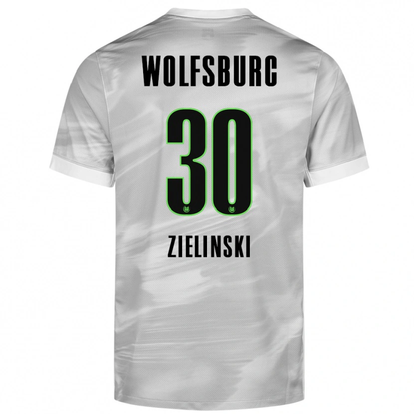 Danxen Mænd Jakub Zielinski #30 Grå Hvid Udebane Spillertrøjer 2025/26 Trøje T-Shirt