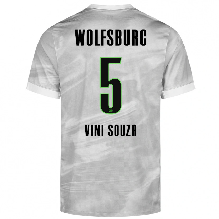 Danxen Mænd Vini Souza #5 Grå Hvid Udebane Spillertrøjer 2025/26 Trøje T-Shirt