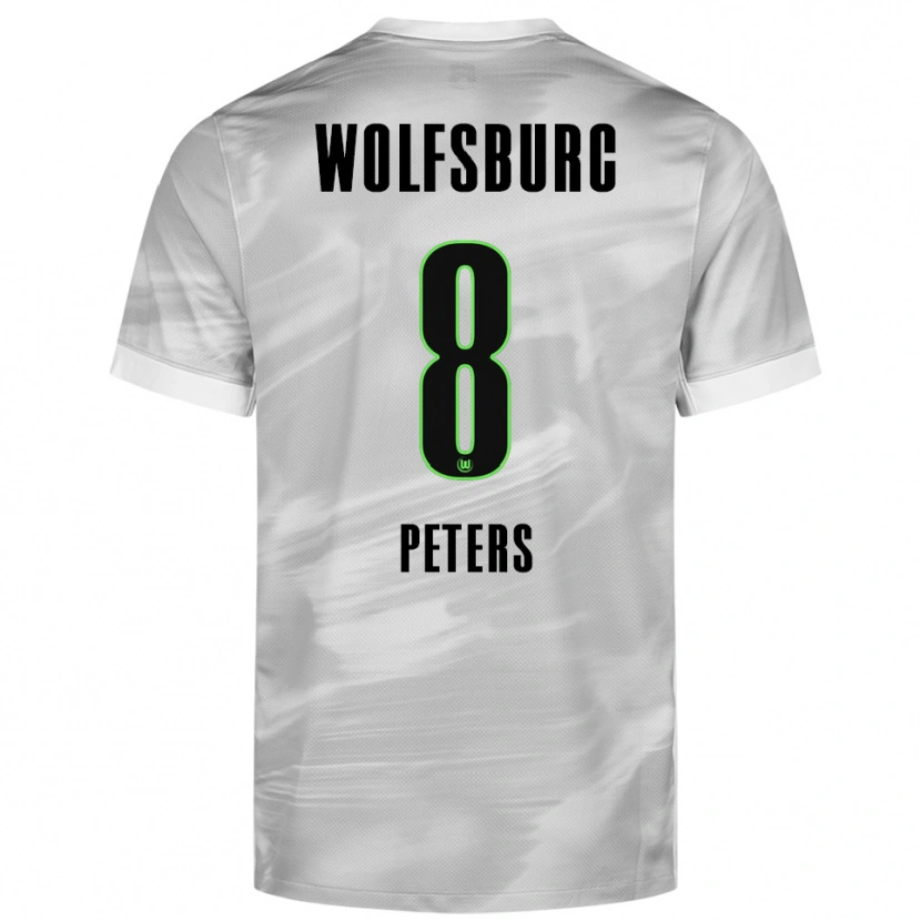 Danxen Mænd Bent Peters #8 Grå Hvid Udebane Spillertrøjer 2025/26 Trøje T-Shirt