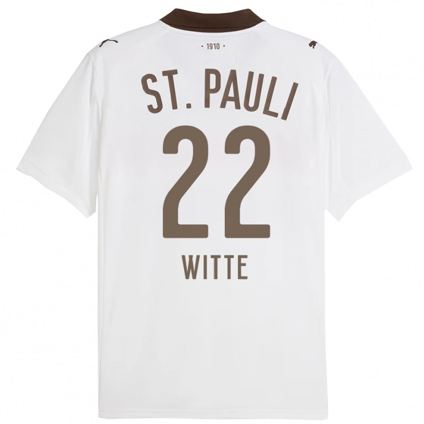 Danxen Mænd Melvin Witte #22 Hvid Rød Udebane Spillertrøjer 2025/26 Trøje T-Shirt