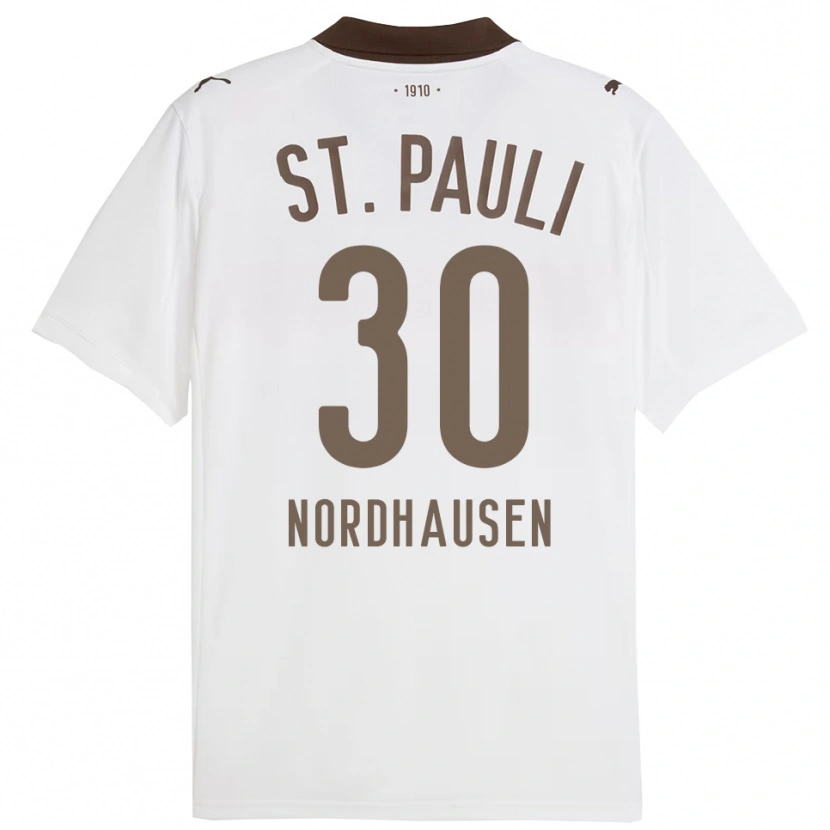 Danxen Mænd Neele Nordhausen #30 Hvid Rød Udebane Spillertrøjer 2025/26 Trøje T-Shirt