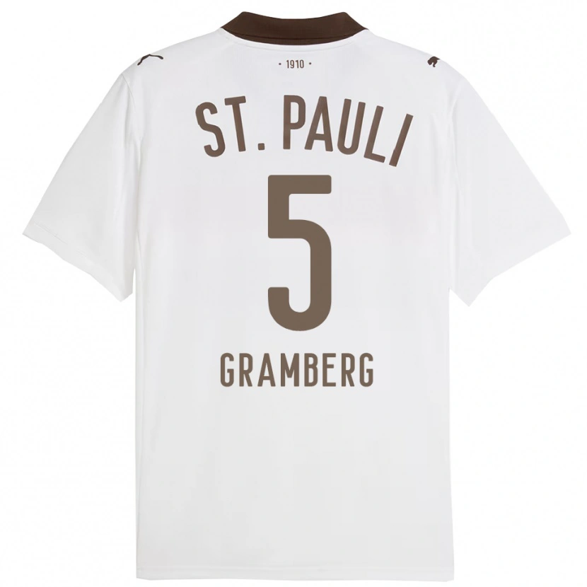 Danxen Mænd Jamel Gramberg #5 Hvid Rød Udebane Spillertrøjer 2025/26 Trøje T-Shirt