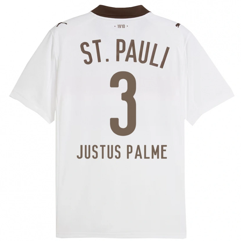 Danxen Mænd Johannes Justus Palme #3 Hvid Rød Udebane Spillertrøjer 2025/26 Trøje T-Shirt