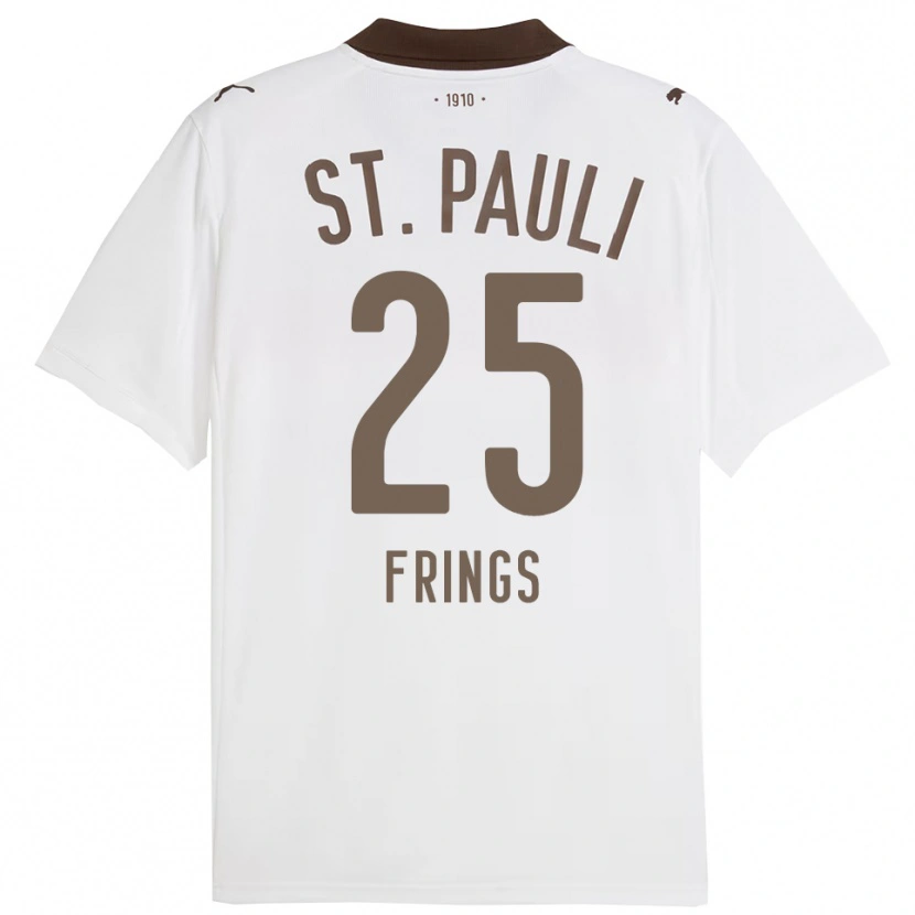 Danxen Mænd Emma Frings #25 Hvid Rød Udebane Spillertrøjer 2025/26 Trøje T-Shirt