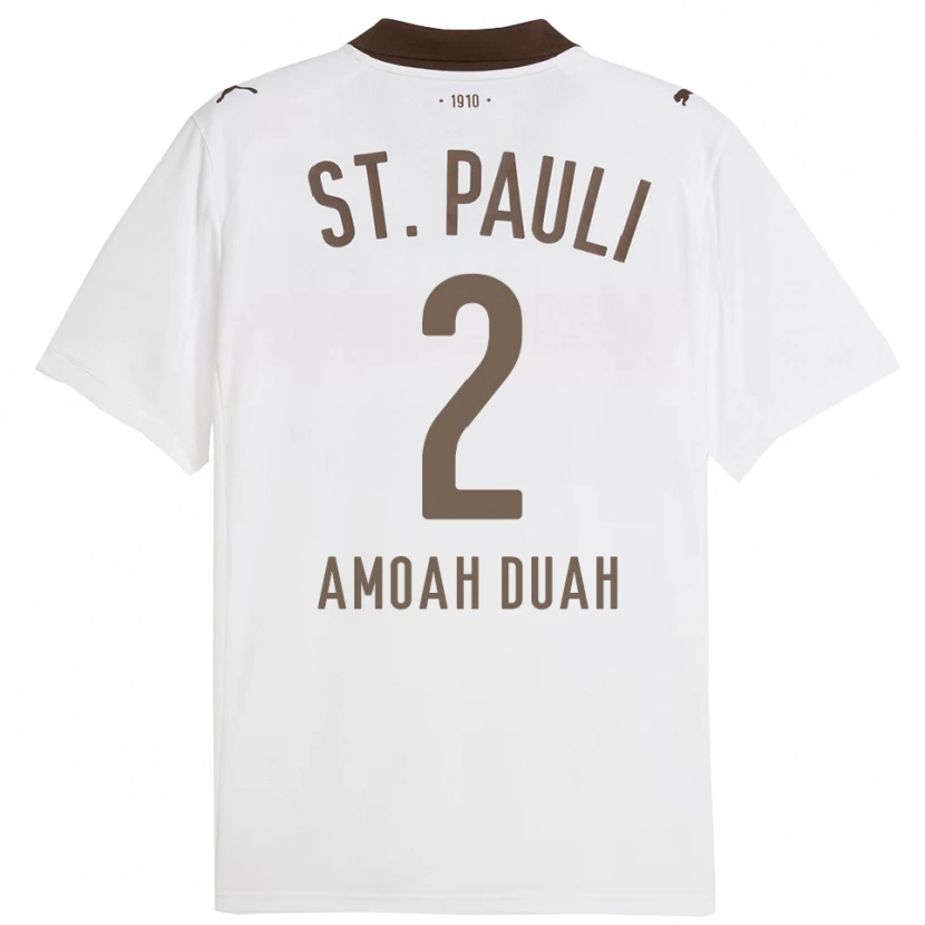 Danxen Mænd Reuel Amoah Duah #2 Hvid Rød Udebane Spillertrøjer 2025/26 Trøje T-Shirt