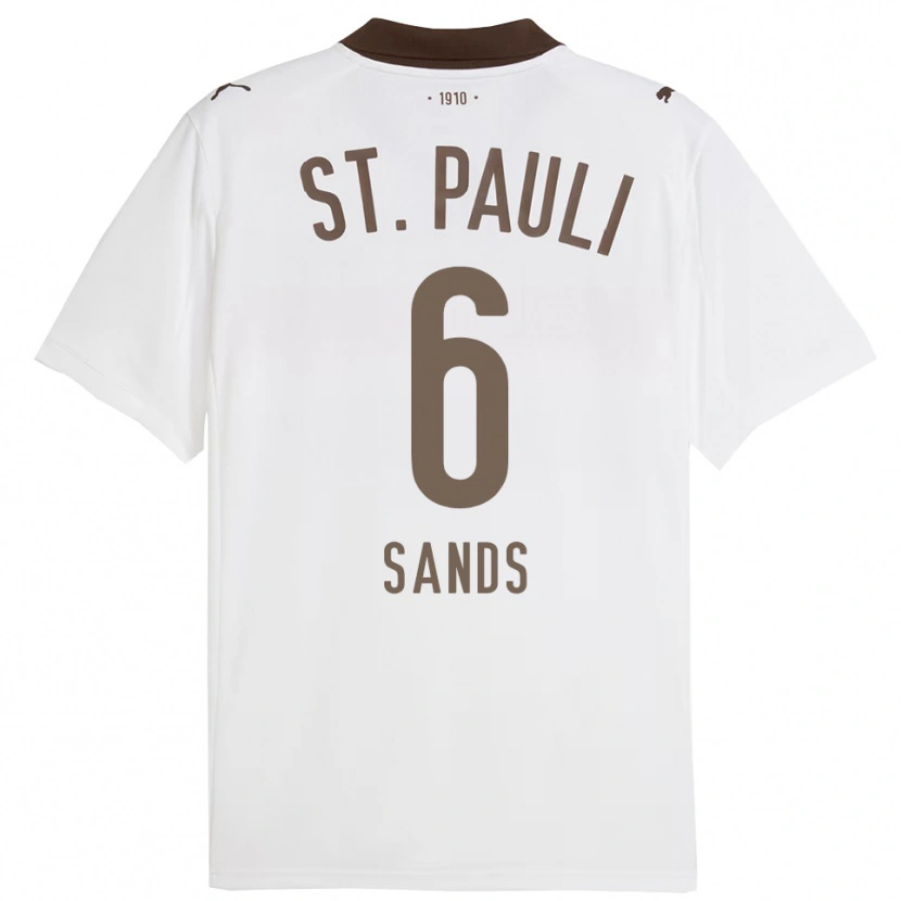 Danxen Mænd James Sands #6 Hvid Rød Udebane Spillertrøjer 2025/26 Trøje T-Shirt