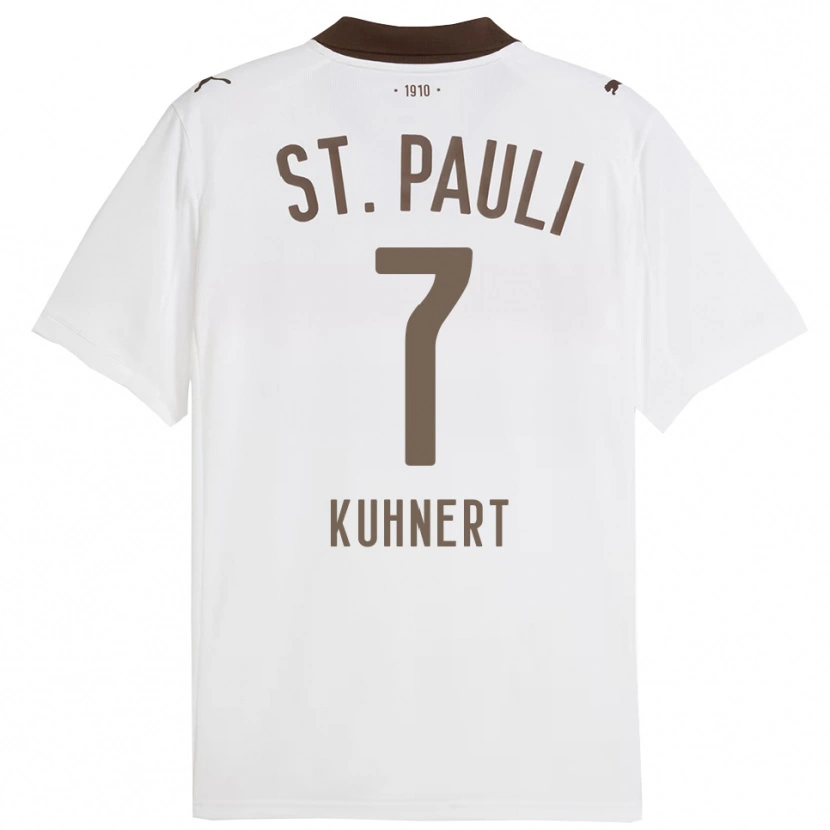 Danxen Mænd Carlotta Kuhnert #7 Hvid Rød Udebane Spillertrøjer 2025/26 Trøje T-Shirt
