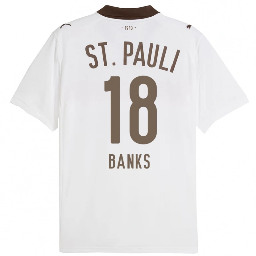 Danxen Mænd Scott Banks #18 Hvid Rød Udebane Spillertrøjer 2025/26 Trøje T-Shirt